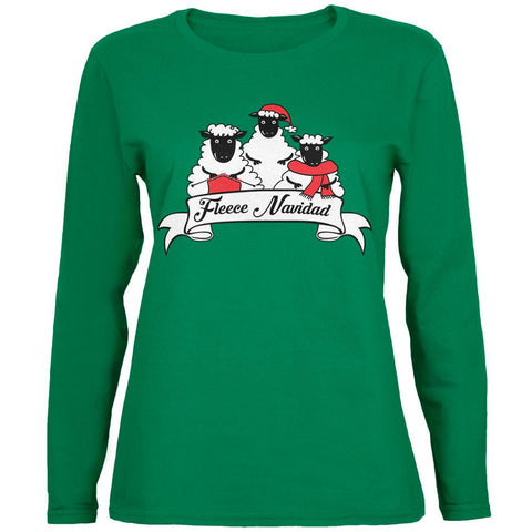 Christmas Sheep Feliz Fleece Navidad Womens Long Sleeve T Shirt
