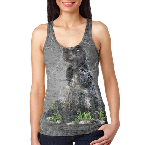 English Cocker Spaniel Live Forever Juniors Burnout Racerback Tank Top