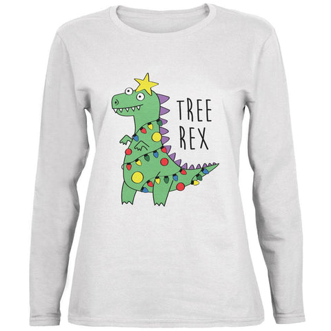 Christmas Tree Rex T-Rex Funny Dinosaur Ladies' Relaxed Jersey Long-Sleeve Tee