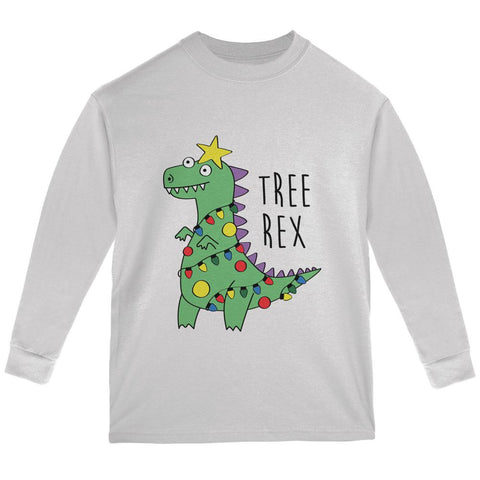 Christmas Tree Rex T-Rex Funny Dinosaur Youth Long Sleeve T Shirt
