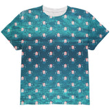 Christmas Caroling Jellyfish Pattern All Over Youth T Shirt