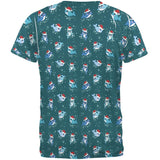 Christmas Narwhals in Santa Hats Pattern All Over Mens T Shirt