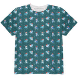 Christmas Narwhals in Santa Hats Pattern All Over Youth T Shirt