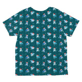Christmas Narwhals in Santa Hats Pattern All Over Toddler T Shirt