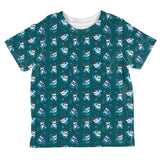 Christmas Narwhals in Santa Hats Pattern All Over Toddler T Shirt