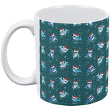 Christmas Narwhals in Santa Hats Pattern All Over Coffee Mug