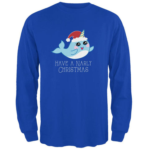 Narwhal Have a Narly Gnarly Christmas Mens Long Sleeve T Shirt