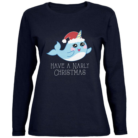Narwhal Have a Narly Gnarly Christmas Womens Long Sleeve T Shirt