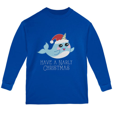 Narwhal Have a Narly Gnarly Christmas Youth Long Sleeve T Shirt