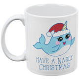 Narwhal Have a Narly Gnarly Christmas All Over Coffee Mug