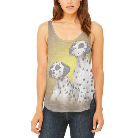 Dalmatians Live Forever Juniors Flowy Side Slit Tank Top