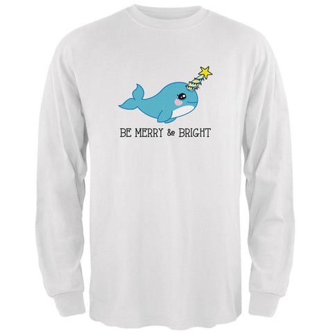 Christmas Narwhal Be Merry and Bright Mens Long Sleeve T Shirt