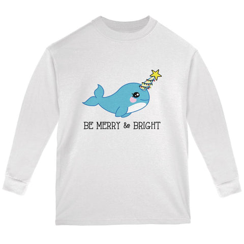 Christmas Narwhal Be Merry and Bright Youth Long Sleeve T Shirt