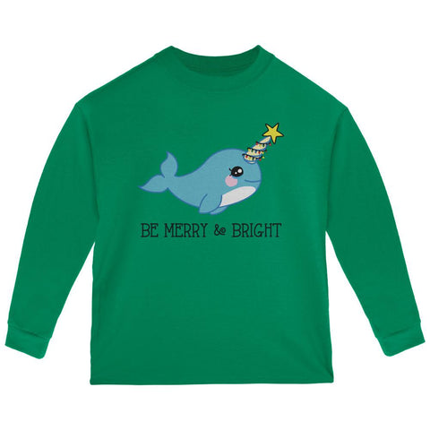 Christmas Narwhal Be Merry and Bright Toddler Long Sleeve T Shirt