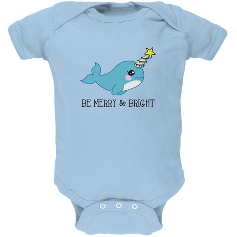 Christmas Narwhal Be Merry and Bright Soft Baby One Piece