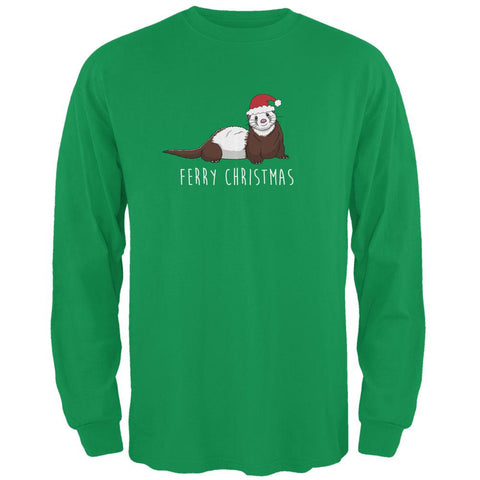 Ferry Merry Christmas Ferret Mens Long Sleeve T Shirt
