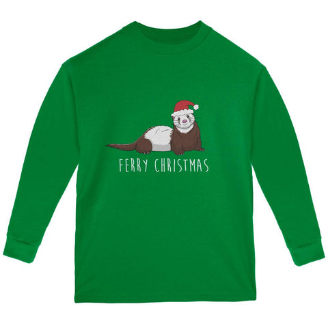 Ferry Merry Christmas Ferret Youth Long Sleeve T Shirt