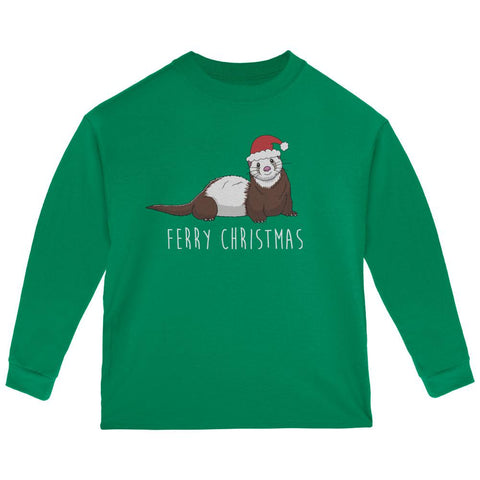 Ferry Merry Christmas Ferret Toddler Long Sleeve T Shirt