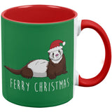 Ferry Merry Christmas Ferret Red Handle Coffee Mug