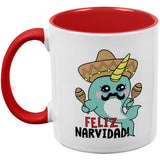 Christmas Narwhal Feliz Narvidad Navidad Red Handle Coffee Mug