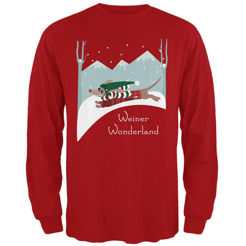 Christmas Dachshund Weiner Winter Wonderland Mens Long Sleeve T Shirt