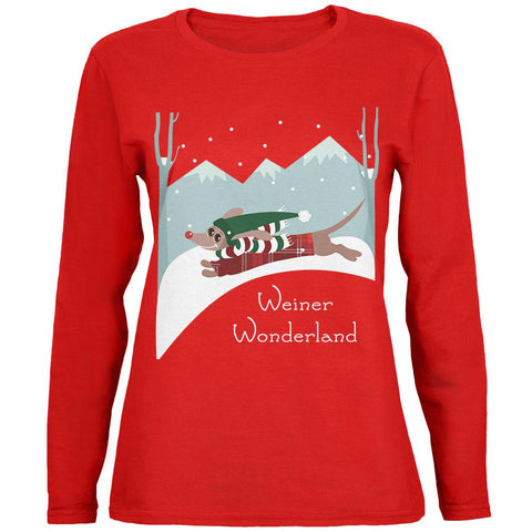 Christmas Dachshund Weiner Winter Wonderland Womens Long Sleeve T Shirt