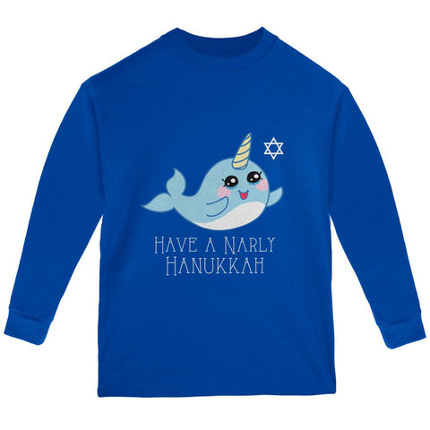 Narwhal Have a Narly Gnarly Hanukkah Youth Long Sleeve T Shirt