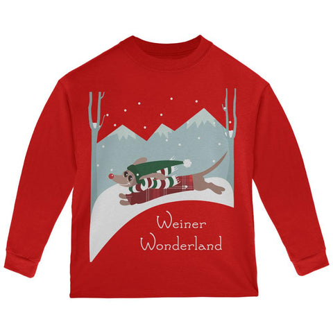 Christmas Dachshund Weiner Winter Wonderland Toddler Long Sleeve T Shirt