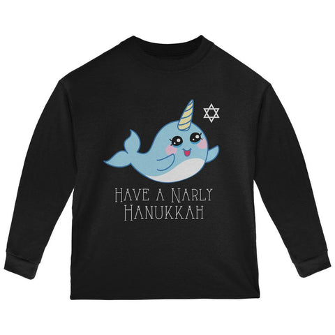 Narwhal Have a Narly Gnarly Hanukkah Toddler Long Sleeve T Shirt