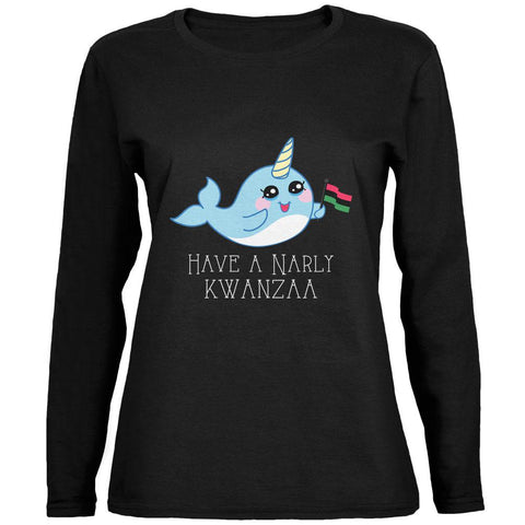 Narwhal Have a Narly Gnarly Kwanzaa Womens Long Sleeve T Shirt