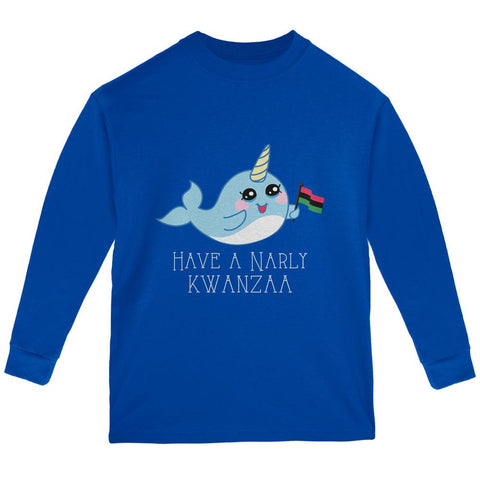 Narwhal Have a Narly Gnarly Kwanzaa Youth Long Sleeve T Shirt