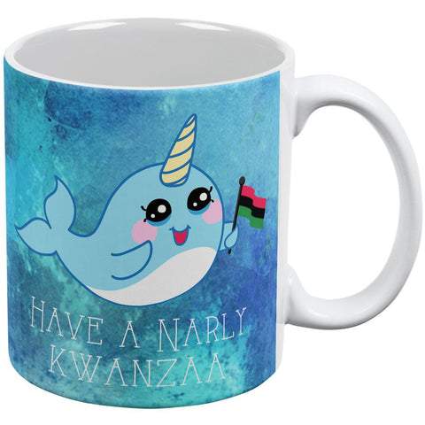 Narwhal Have a Narly Gnarly Kwanzaa All Over Coffee Mug