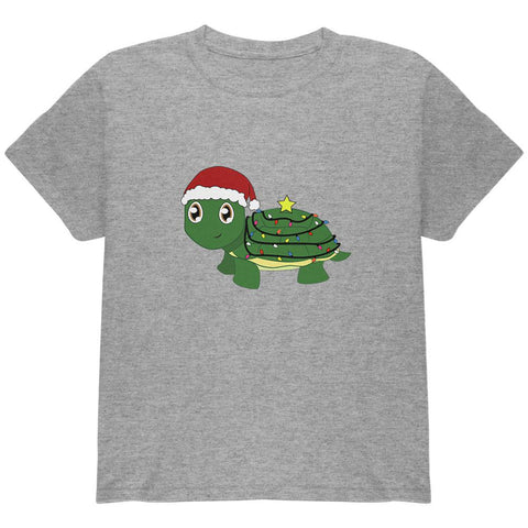 Christmas Turtle Lights Santa Hat Youth T Shirt