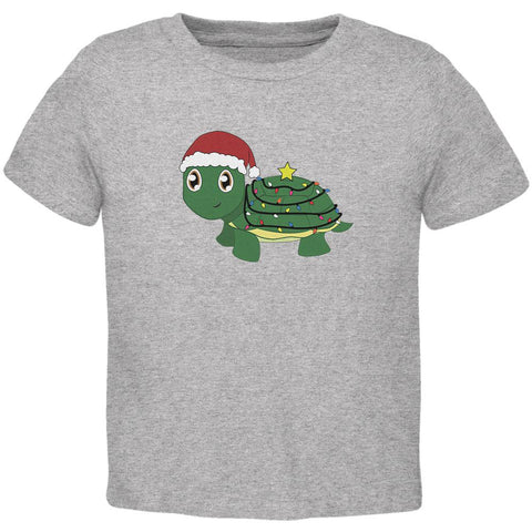 Christmas Turtle Lights Santa Hat Toddler T Shirt