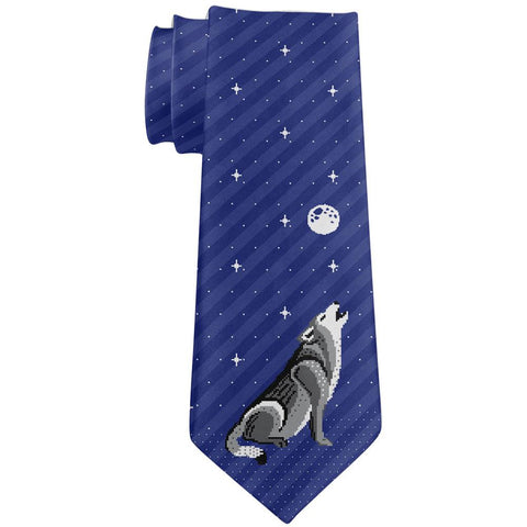 Howling Wolf Ugly Christmas Sweater All Over Neck Tie