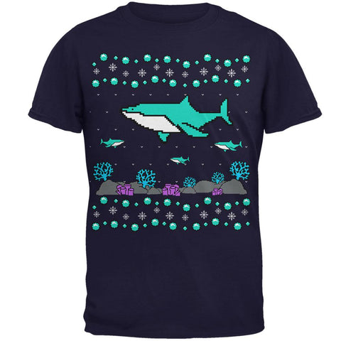 Ugly Christmas Sweater Shark Coral Reef Mens T Shirt