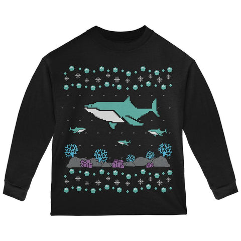 Ugly Christmas Sweater Shark Coral Reef Toddler Long Sleeve T Shirt