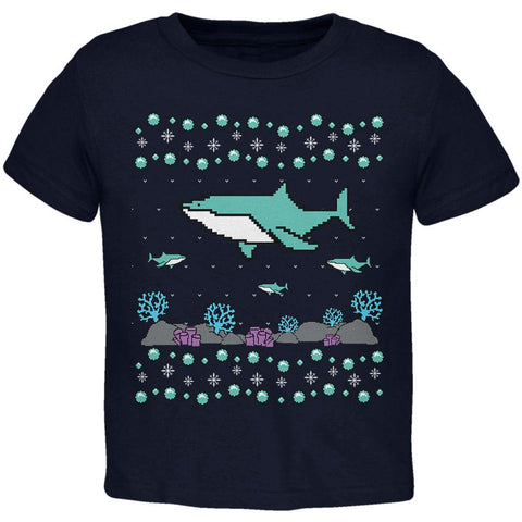 Ugly Christmas Sweater Shark Coral Reef Toddler T Shirt