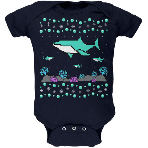 Ugly Christmas Sweater Shark Coral Reef Soft Baby One Piece