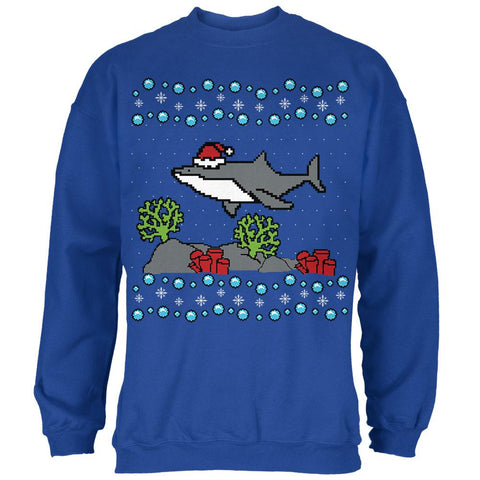 Ugly Christmas Sweater Shark Santa Hat Mens Sweatshirt