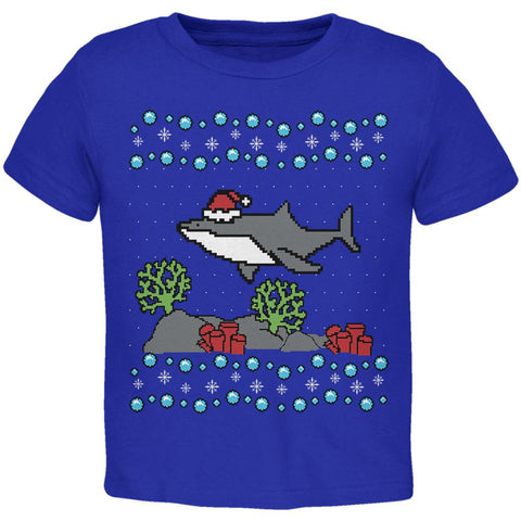 Ugly Christmas Sweater Shark Santa Hat Toddler T Shirt