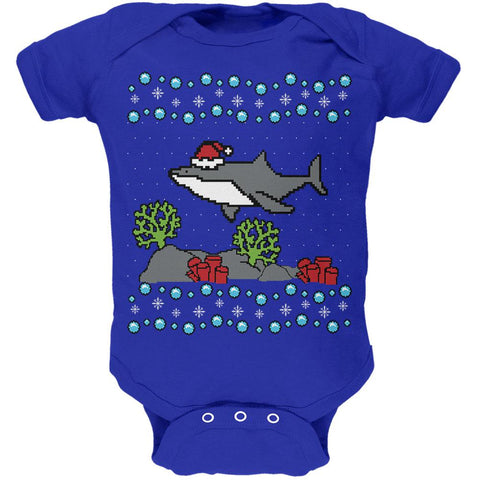 Ugly Christmas Sweater Shark Santa Hat Soft Baby One Piece