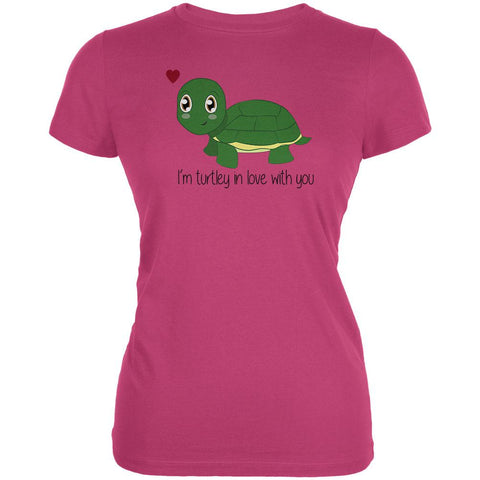 Turtle I'm Totally In Love With You Funny Pun Valentine's Day Juniors Soft T Shirt