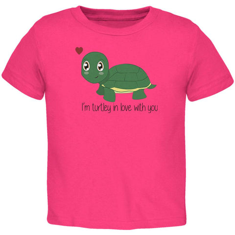 Turtle I'm Totally In Love With You Funny Pun Valentine's Day Toddler T Shirt