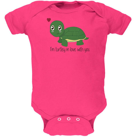 Turtle I'm Totally In Love With You Funny Pun Valentine's Day Soft Baby One Piece