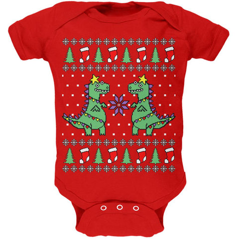 Tree Rex T Rex Ugly Christmas Sweater Soft Baby One Piece