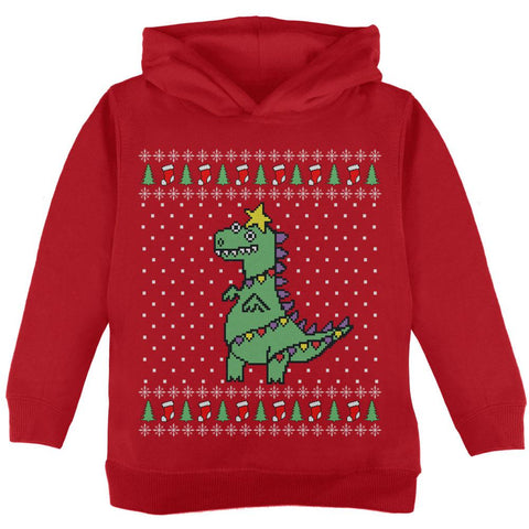 Big Tree Rex T Rex Ugly Christmas Sweater Toddler Hoodie