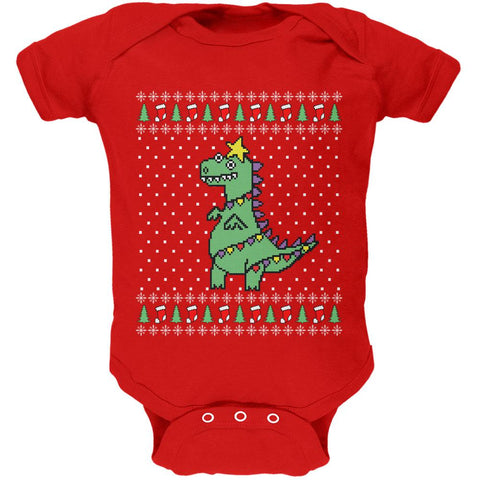 Big Tree Rex T Rex Ugly Christmas Sweater Soft Baby One Piece