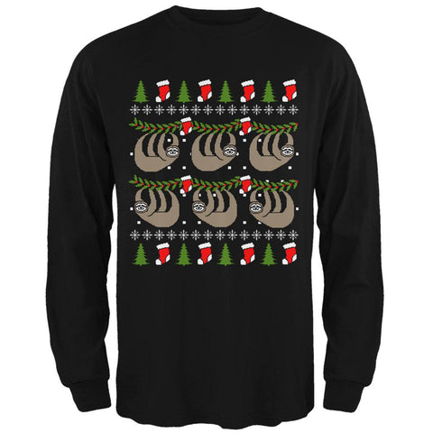 Hanging Sloth Ugly Christmas Sweater Mens Long Sleeve T Shirt