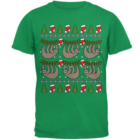 Hanging Sloth Ugly Christmas Sweater Mens T Shirt